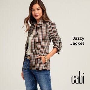 Cabi Jazzy Toffee Plaid Rust Ivory Black Jacket Size L